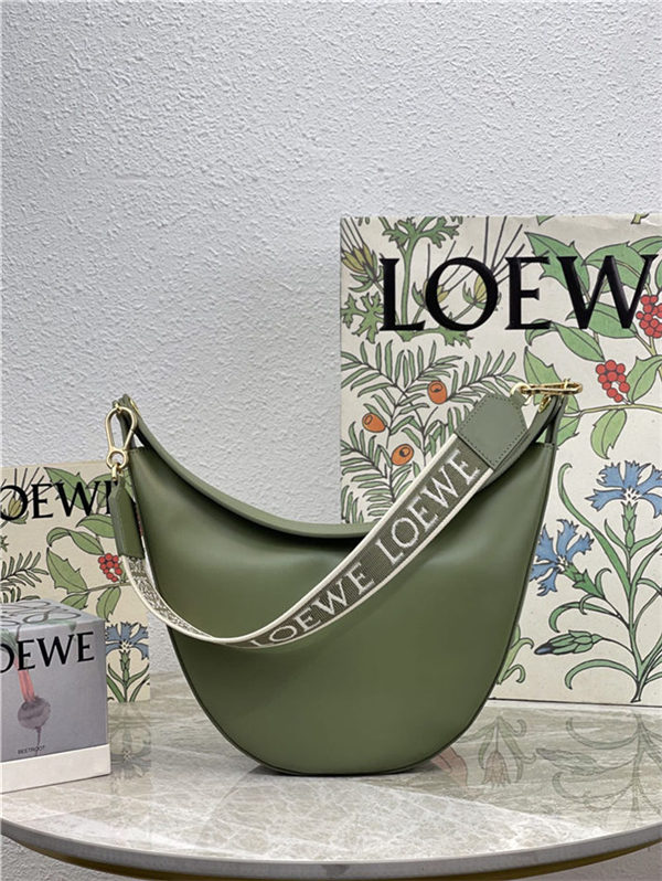 LOEWE Luna bag in in satin calfskin and jacquard Green High