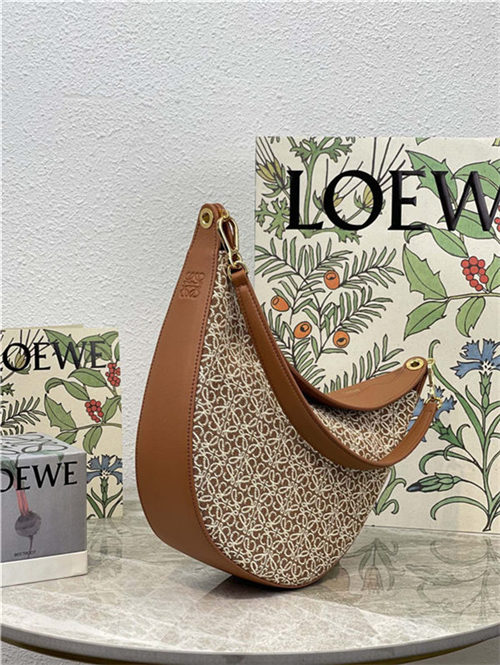 LOEWE Luna bag in Anagram jacquard and classic calfskin Pecan High