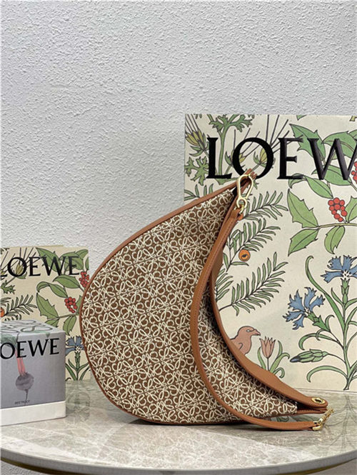 LOEWE Luna bag in Anagram jacquard and classic calfskin Pecan High