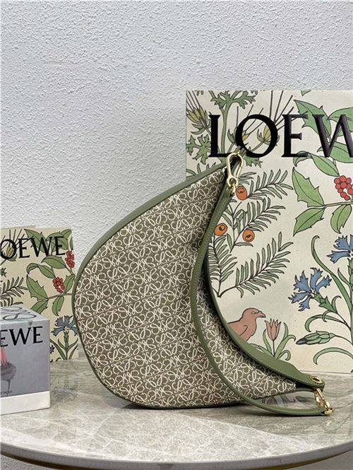 LOEWE Luna bag in Anagram jacquard and classic calfskin Green High