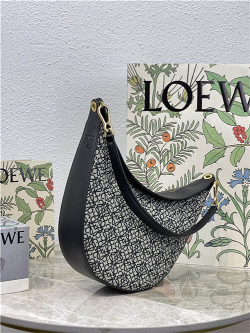 LOEWE Luna bag in Anagram jacquard and classic calfskin Black High