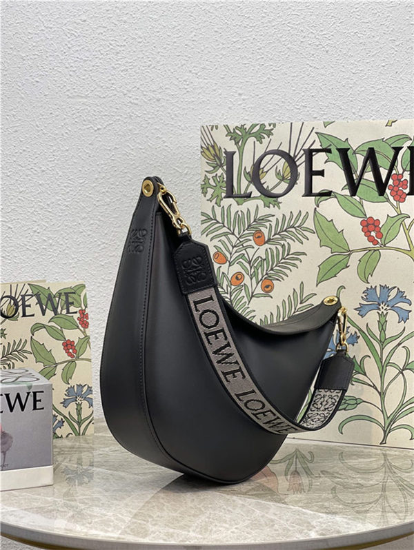 LOEWE Luna bag in in satin calfskin and jacquard Black High