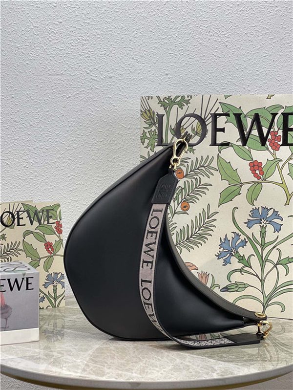 LOEWE Luna bag in in satin calfskin and jacquard Black High