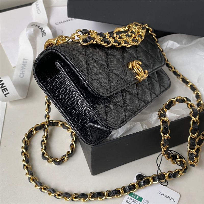 Chanel Wallet on Chain AP3021 Grained Calfskin & Gold-Tone Metal Black A