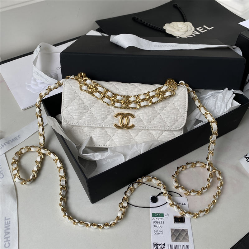 Chanel Wallet on Chain AP3021 Grained Calfskin & Gold-Tone Metal White A