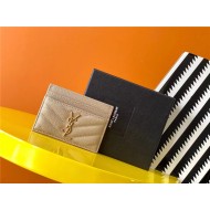 MONOGRAM CARD CASE IN GRAIN DE POUDRE EMBOSSED LEATHER Goldr-Metal Beige High