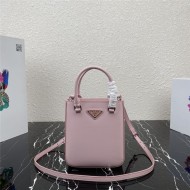 Prada Small brushed leather tote 1BA331 Pink High