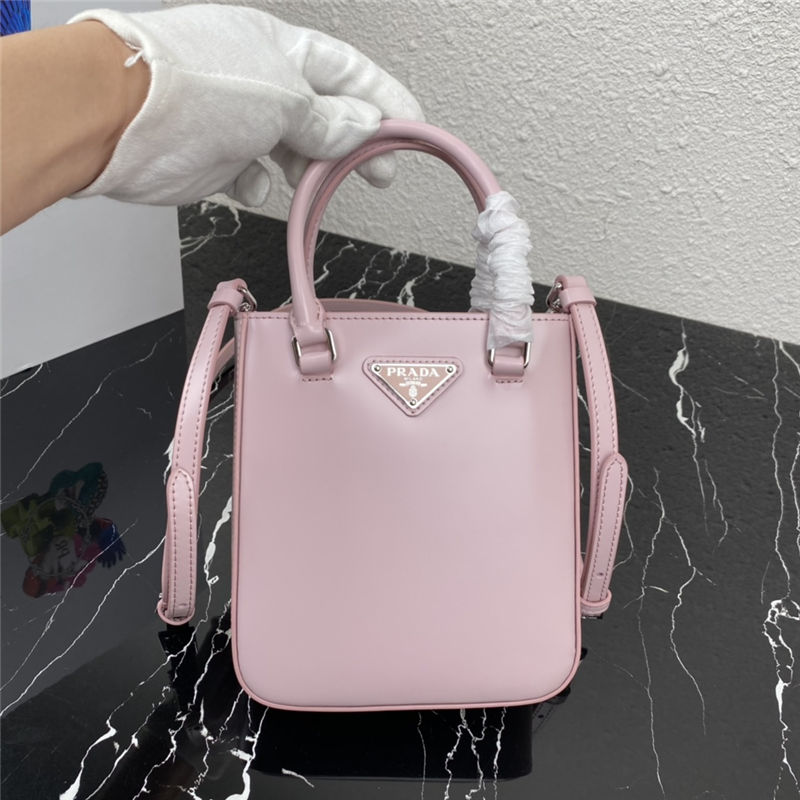 Prada Small brushed leather tote 1BA331 Pink High