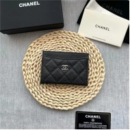 Chanel CLASSIC CARD HOLDER AP0213 Grained Calfskin & Silver-Tone Metal High