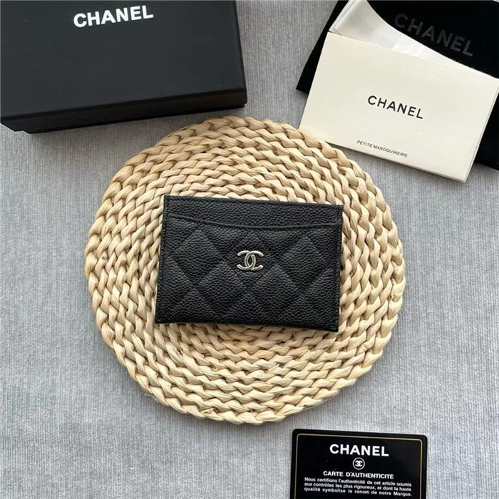 Chanel CLASSIC CARD HOLDER AP0213 Grained Calfskin & Silver-Tone Metal High