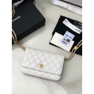 Chanel WALLET ON CHAIN AP2897 Grained Calfskin & Gold-Tone Metal AP2897 White A