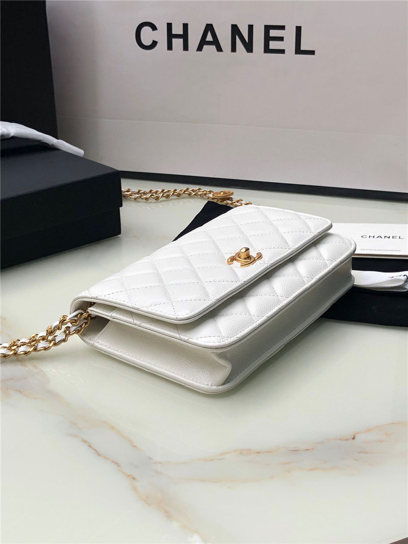 Chanel WALLET ON CHAIN AP2897 Grained Calfskin & Gold-Tone Metal AP2897 White A