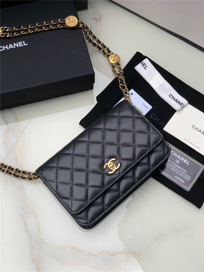 Chanel WALLET ON CHAIN AP2897 Grained Calfskin & Gold-Tone Metal AP2897 Black A