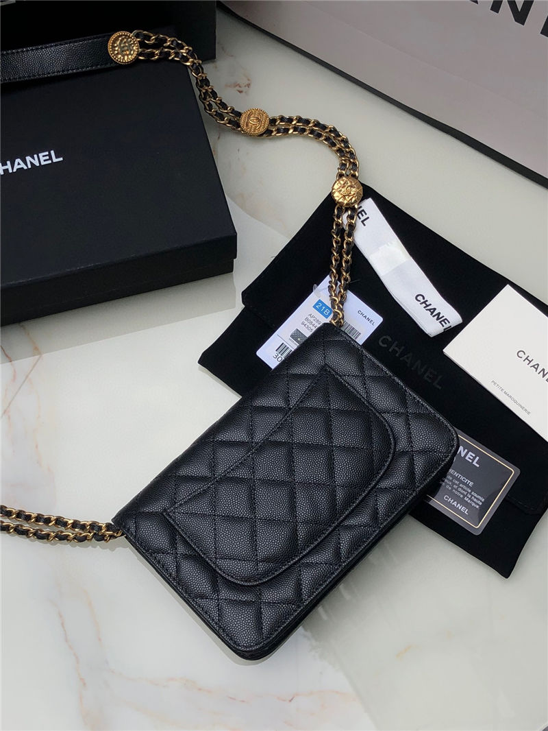 Chanel WALLET ON CHAIN AP2897 Grained Calfskin & Gold-Tone Metal AP2897 Black A