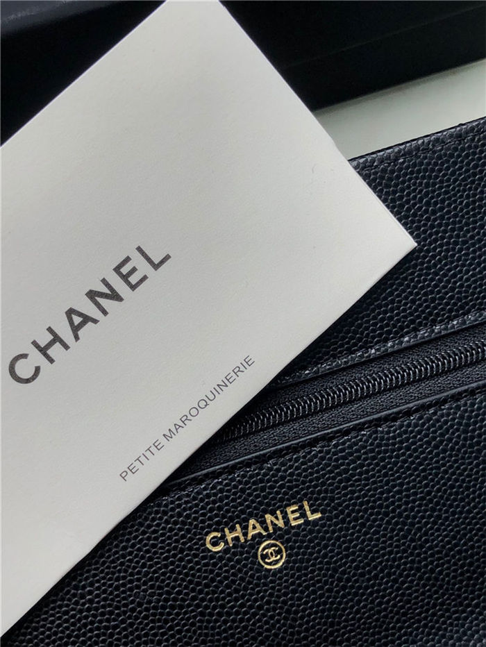 Chanel WALLET ON CHAIN AP2897 Grained Calfskin & Gold-Tone Metal AP2897 Black A