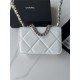 Chanel 19 WALLET ON CHAIN Shiny Lambskin, Gold/Silver-Tone & Ruthenium-Finish Metal White A