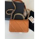 Chanel 19 WALLET ON CHAIN Shiny Lambskin, Gold/Silver-Tone & Ruthenium-Finish Metal Orange A