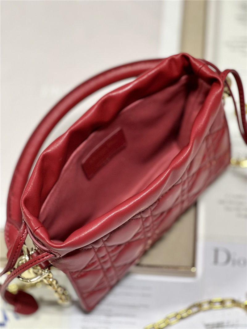 LADY DIOR TOP HANDLE DRAWSTRING MINI BAG Red High