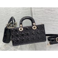 LADY D-JOY BAG MEDIUM Patent Cannage Calfskin Balck High