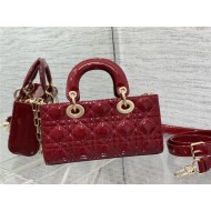 LADY D-JOY BAG SMALL Patent Cannage Calfskin Red High