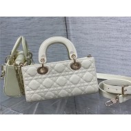 LADY D-JOY BAG SMALL Patent Cannage Calfskin White High