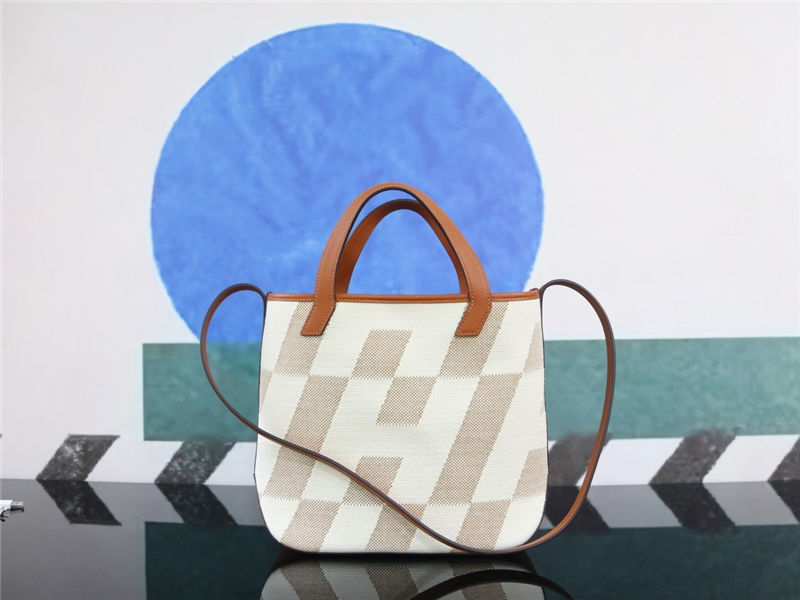 Hermes Cabas H En Biais Tote 27 Canvas With Leather WAX High