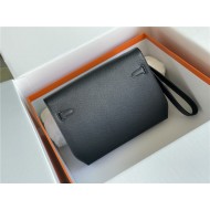 Hermes Kelly Depeches 25 Pouch Epsom Leather Black High