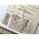 Louis Vuitton NEVERFULL MM Monogram Empreinte Crème Beige / Rose Trianon Pink M21579 High