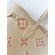 Louis Vuitton NEVERFULL MM Monogram Empreinte Crème Beige / Rose Trianon Pink M21579 High