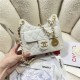 SMALL HOBO HANDBAG AS3710 Grained Calfskin & Gold-Tone Metal White A