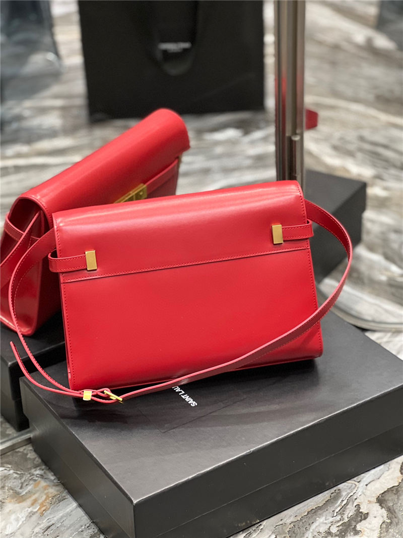 MANHATTAN SHOULDER BAG IN BOX SAINT LAURENT LEATHER Red High