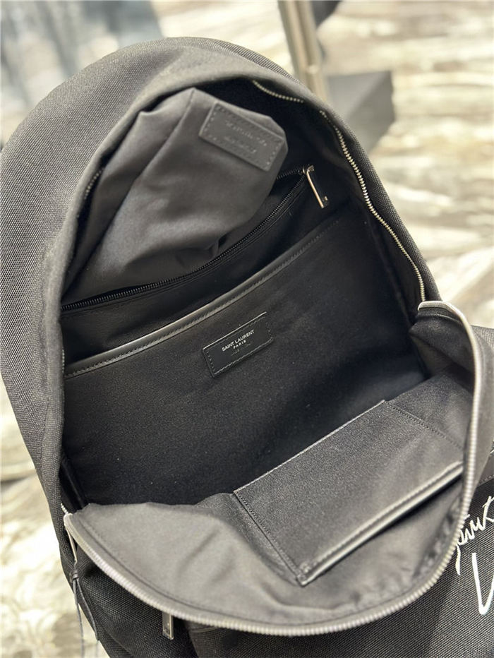 YSL CITY BACKPACK IN CANVAS, NYLON AND LEATHER High