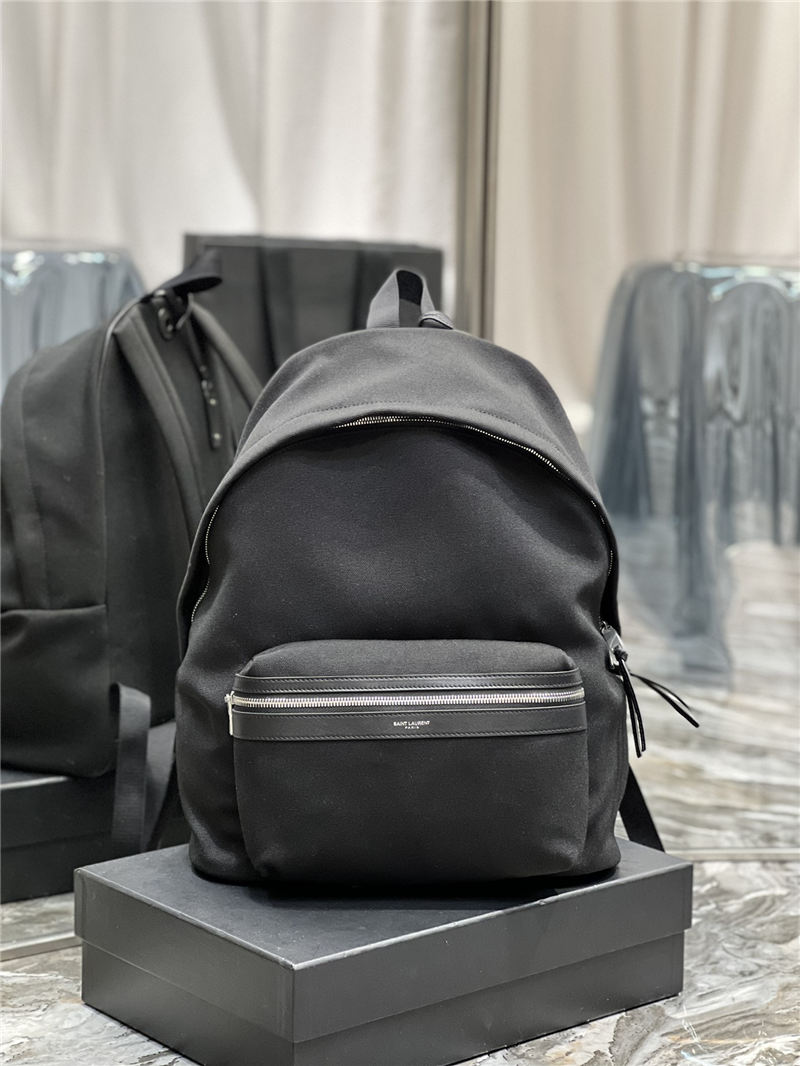 YSL CITY BACKPACK IN CANVAS, NYLON AND LEATHER High