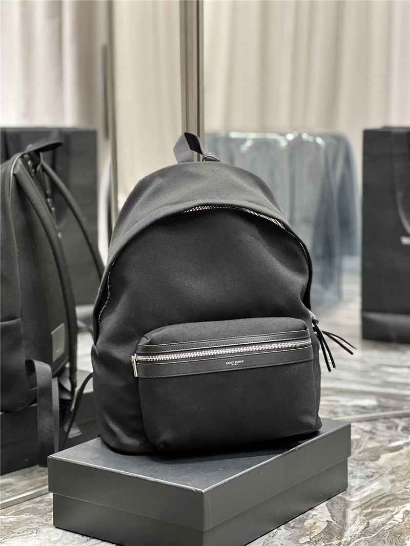 YSL CITY BACKPACK IN CANVAS, NYLON AND LEATHER High