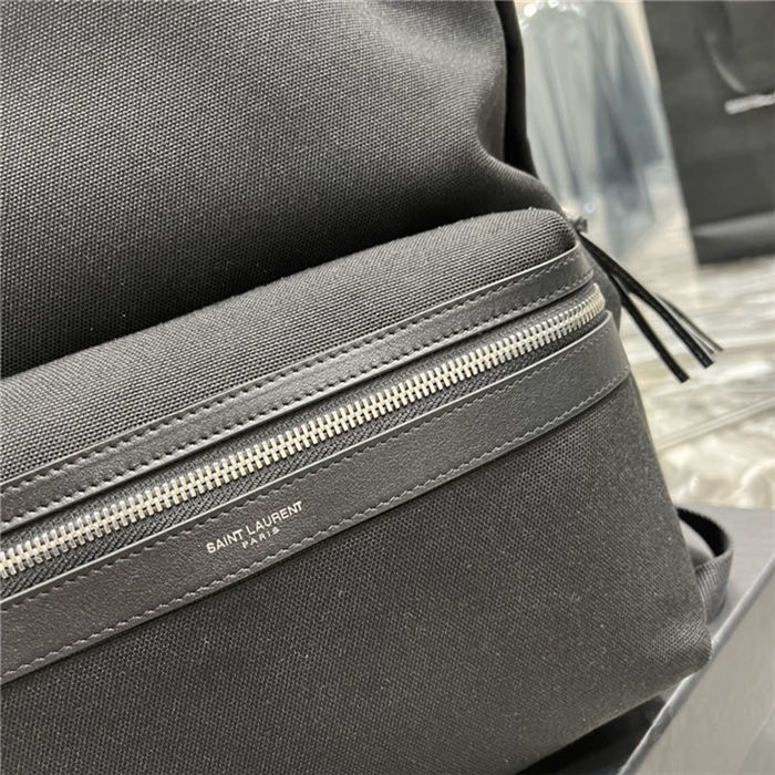 YSL CITY BACKPACK IN CANVAS, NYLON AND LEATHER High