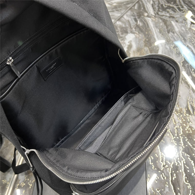 YSL CITY BACKPACK IN CANVAS, NYLON AND LEATHER High