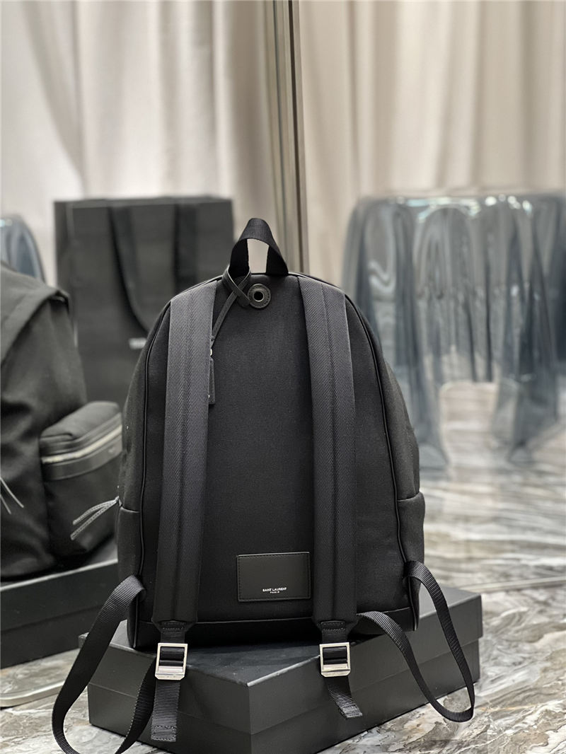 YSL CITY BACKPACK IN CANVAS, NYLON AND LEATHER High