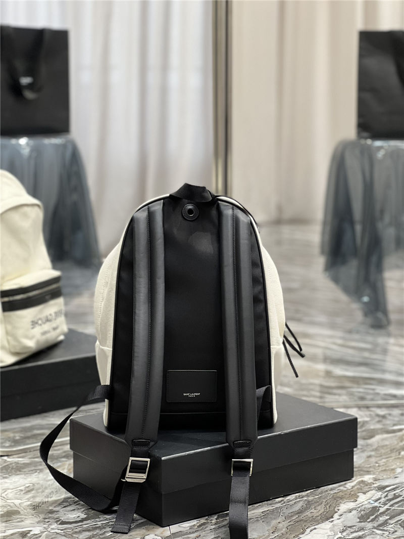 YSL CITY SMALL BACKPACK IN CANVAS, NYLON AND LEATHER High