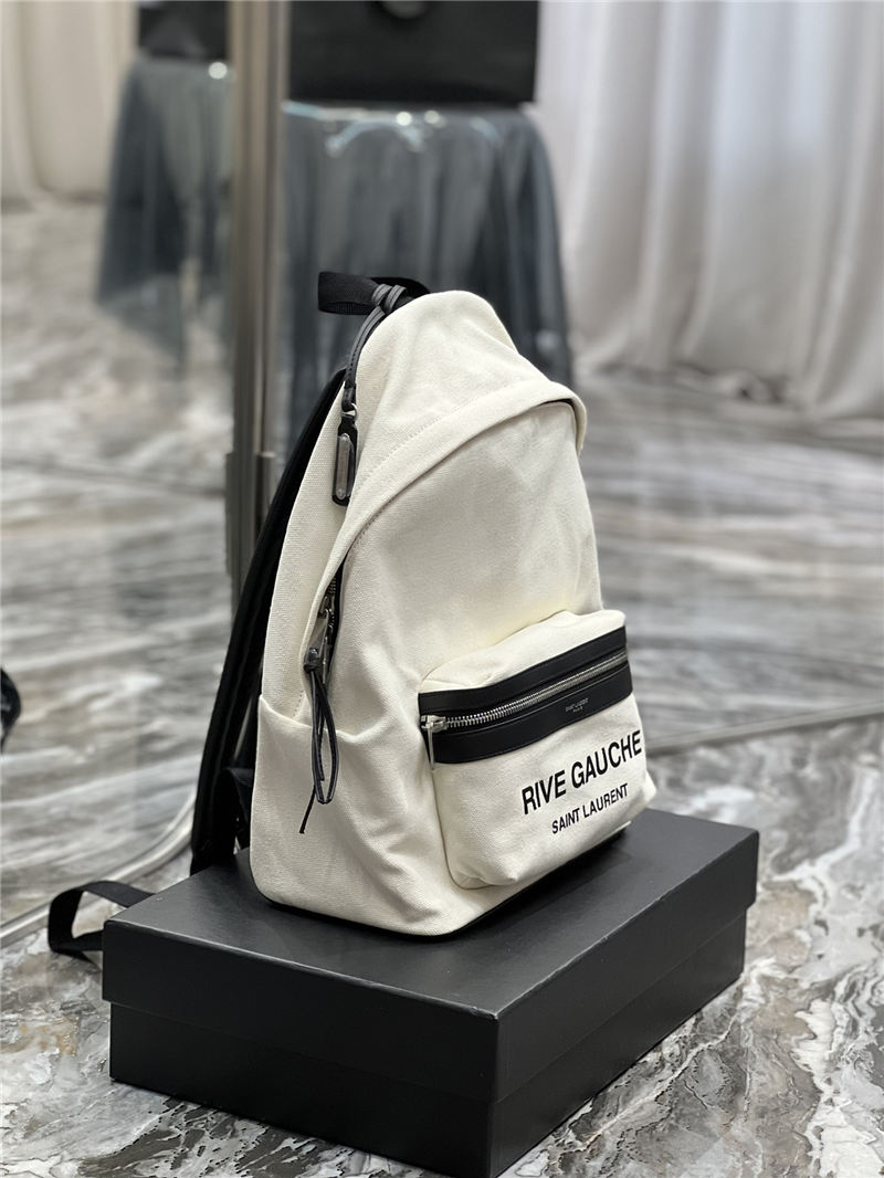 YSL CITY SMALL BACKPACK IN CANVAS, NYLON AND LEATHER High