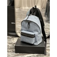 YSL CITY SMALL BACKPACK IN CANVAS, NYLON AND LEATHER High