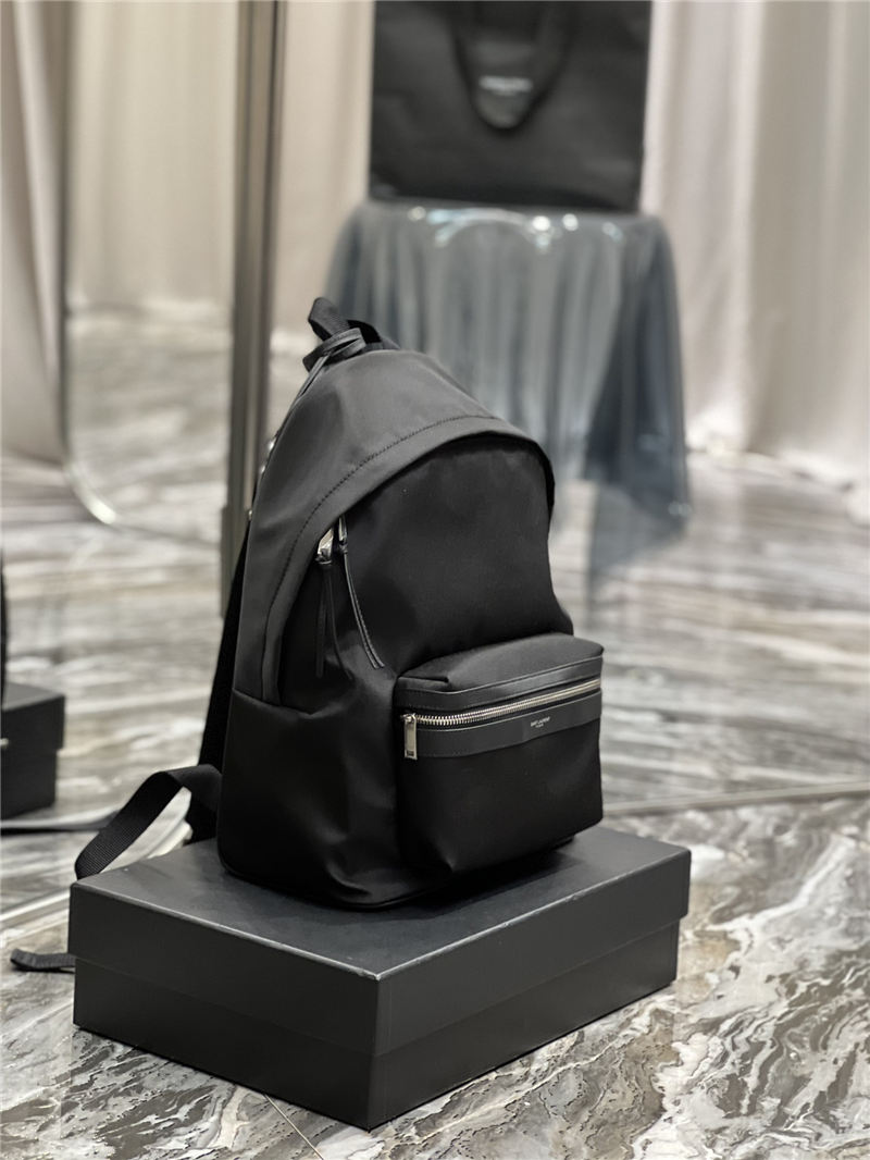 YSL CITY SMALL BACKPACK IN CANVAS, NYLON AND LEATHER High