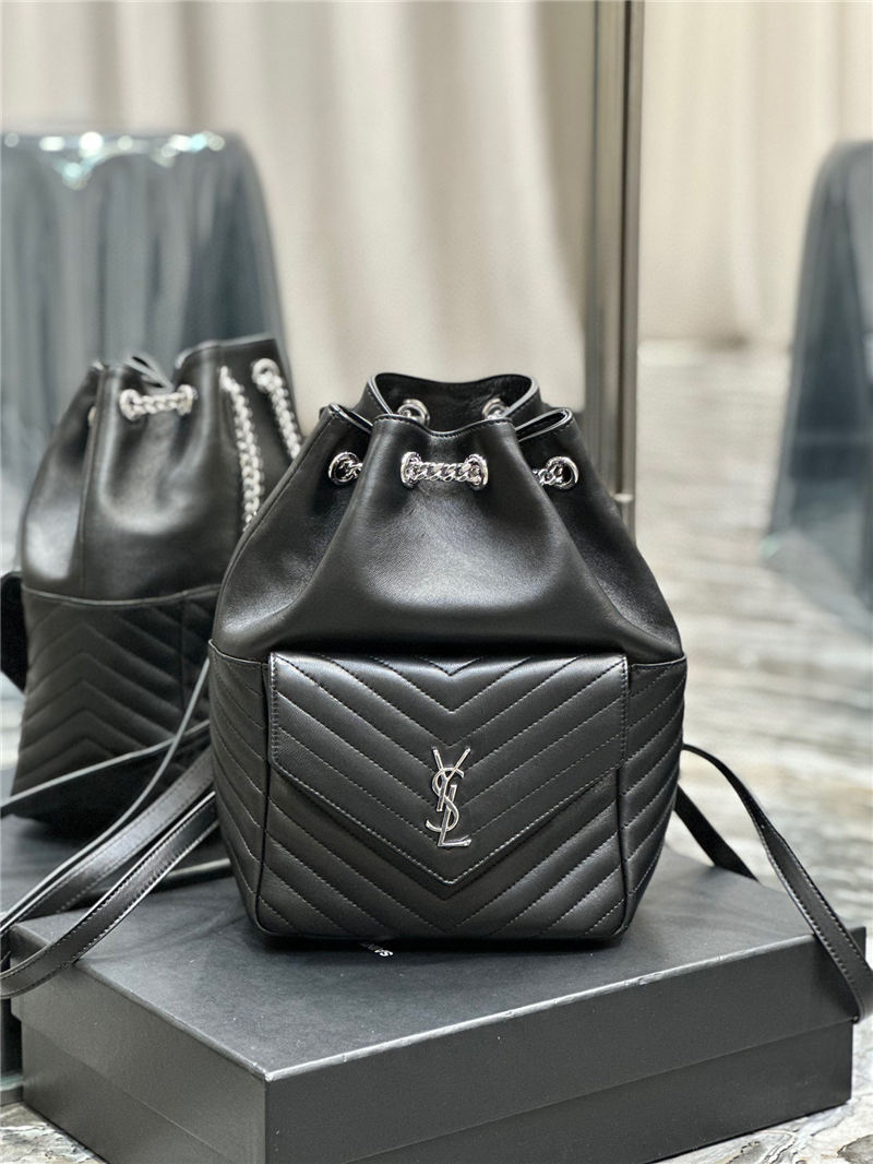 YSL JOE BACKPACK IN Lambskin Black-Silver High