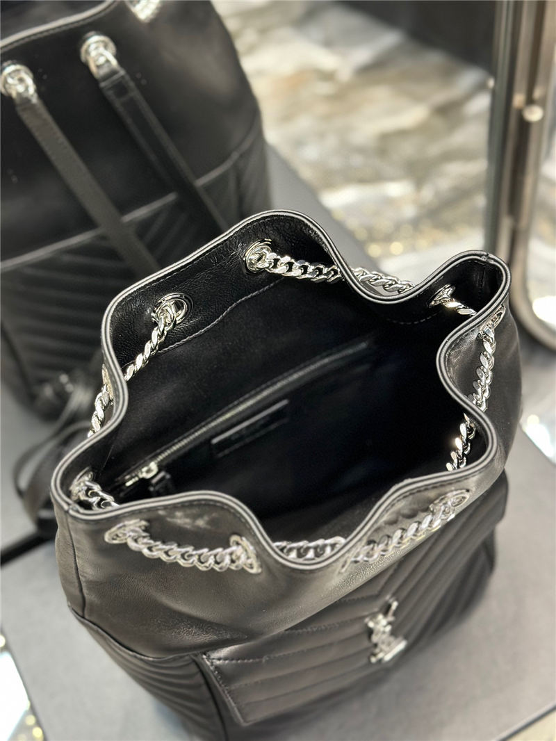 YSL JOE BACKPACK IN Lambskin Black-Silver High