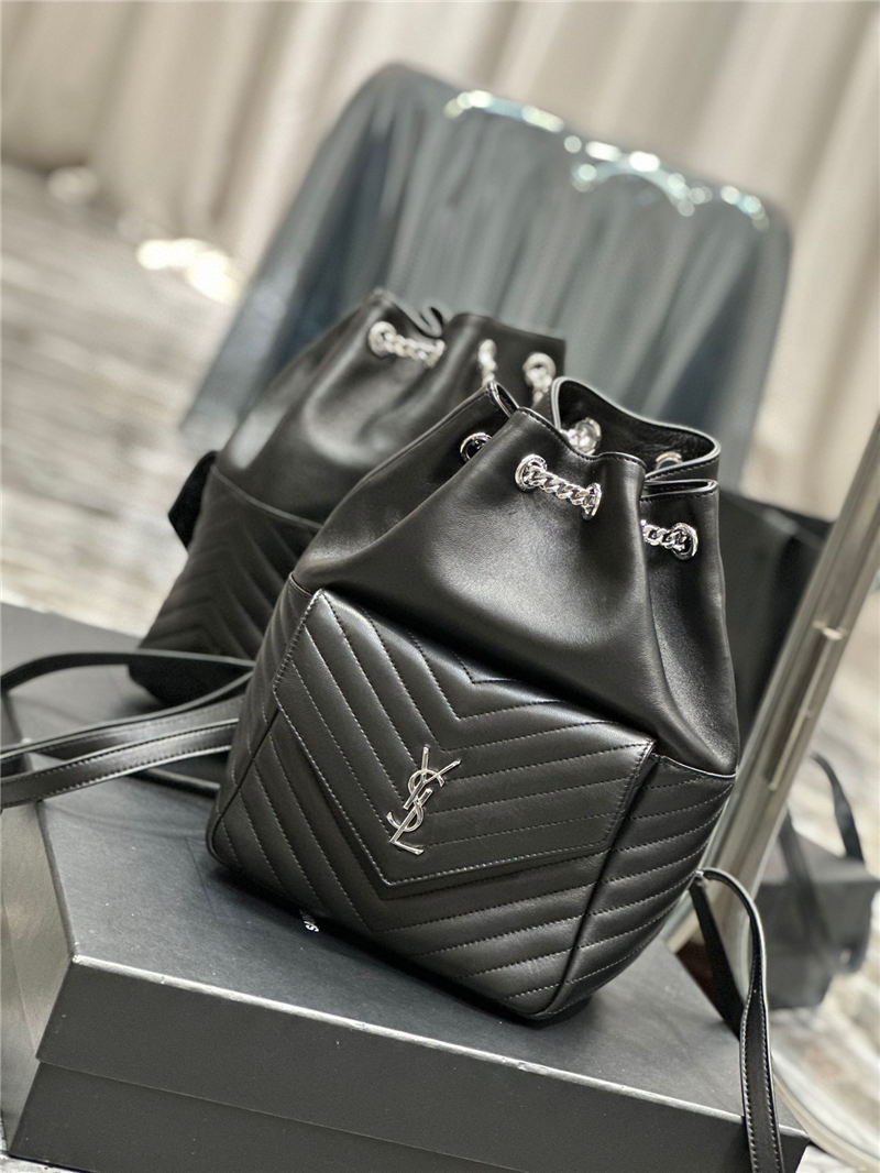 YSL JOE BACKPACK IN Lambskin Black-Silver High