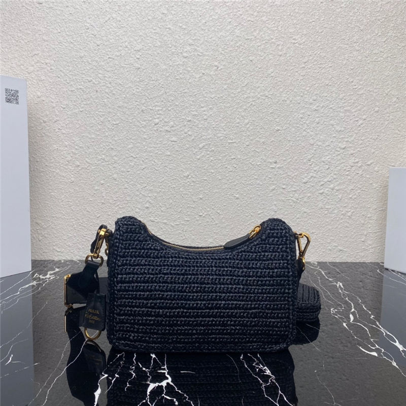 Prada Re-Edition 2005 raffia bag Black High