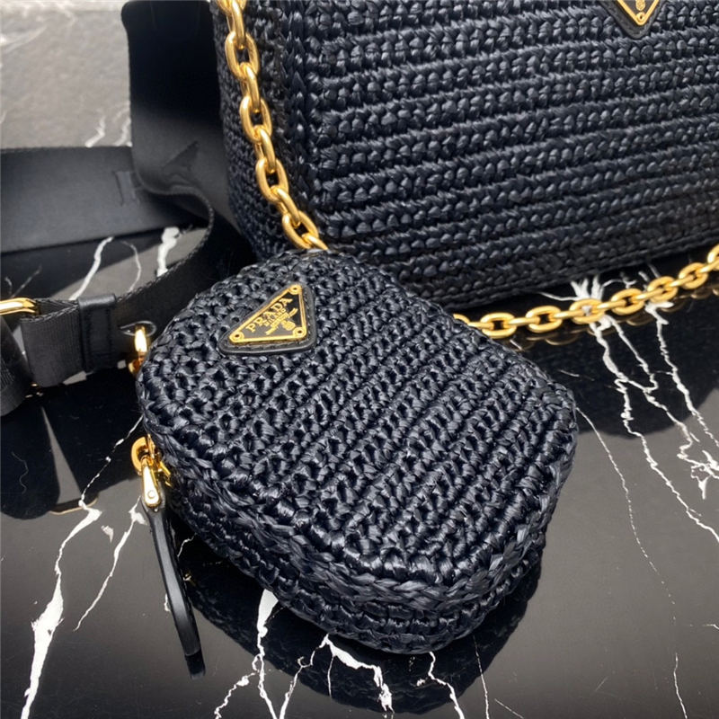 Prada Re-Edition 2005 raffia bag Black High