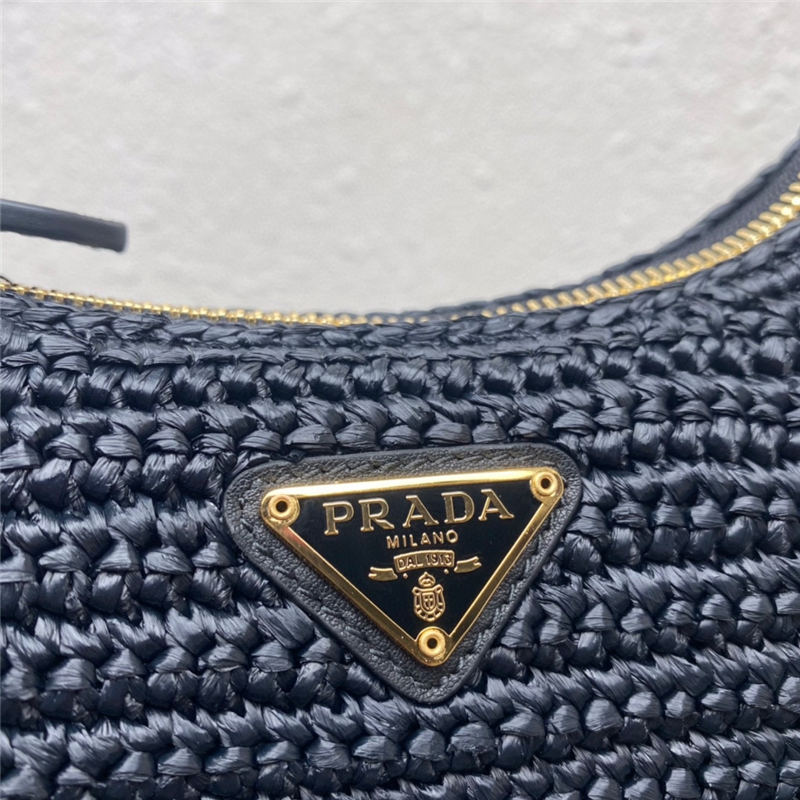 Prada Re-Edition 2005 raffia bag Black High