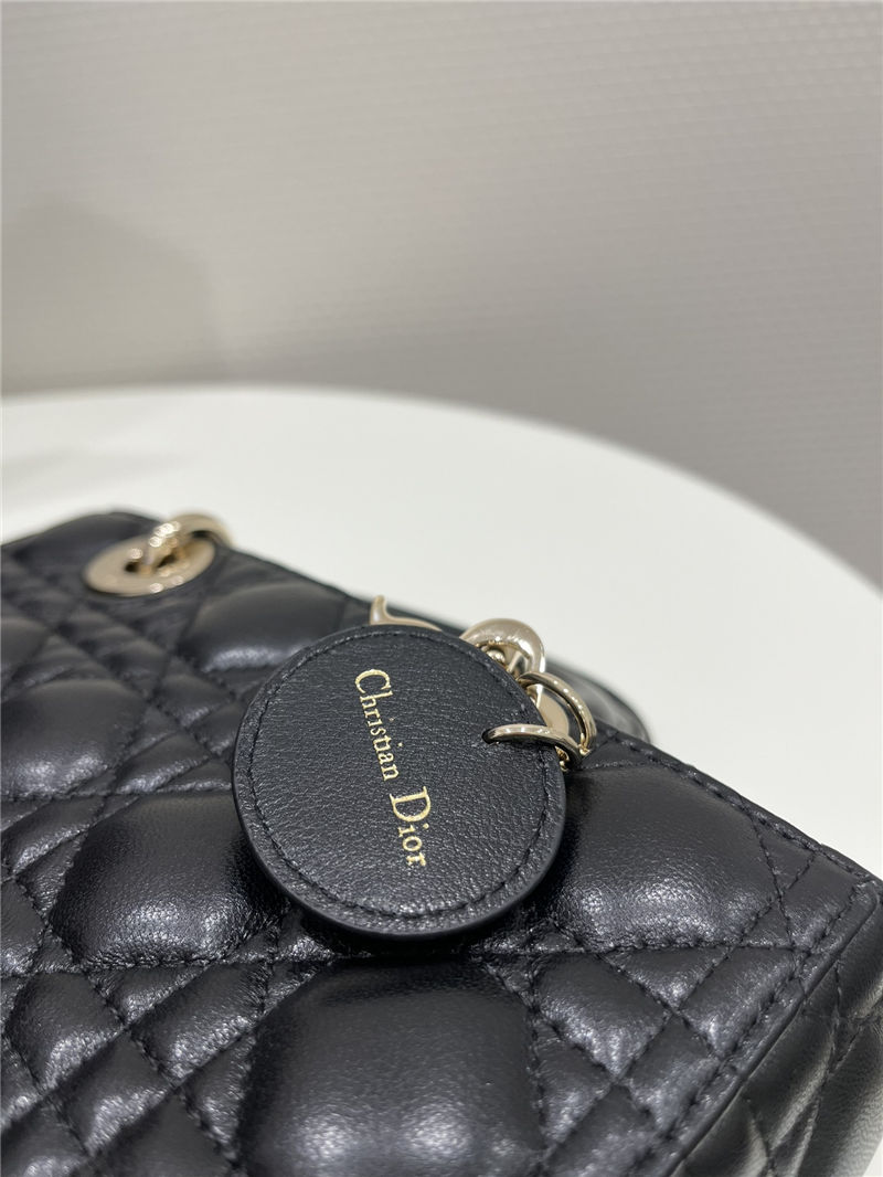 LADY D-JOY BAG SMALL Cannage Lambskin Black High