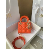 MICRO LADY Dior BAG Cannage Lambskin Orange Top