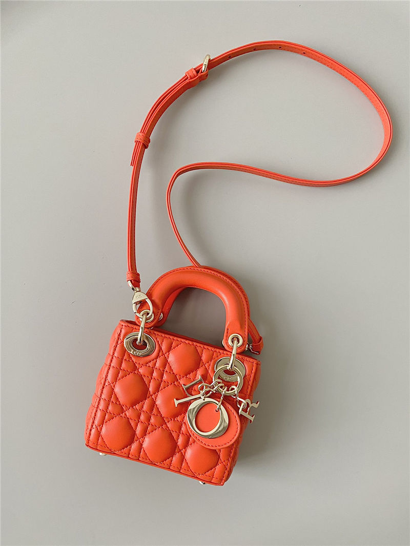 MICRO LADY Dior BAG Cannage Lambskin Orange Top